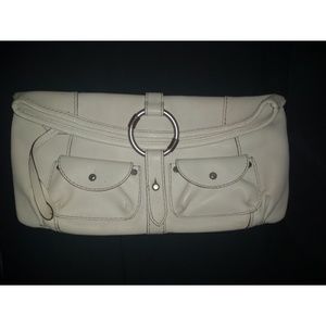Ruehl No. 925 white Italian leather clutch